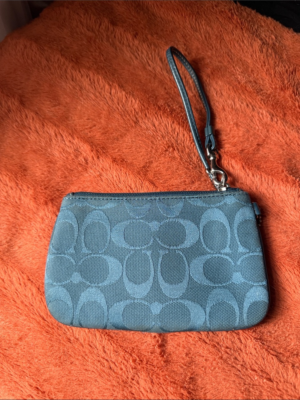 Coach Jacquard Wristlet - Teal Blue